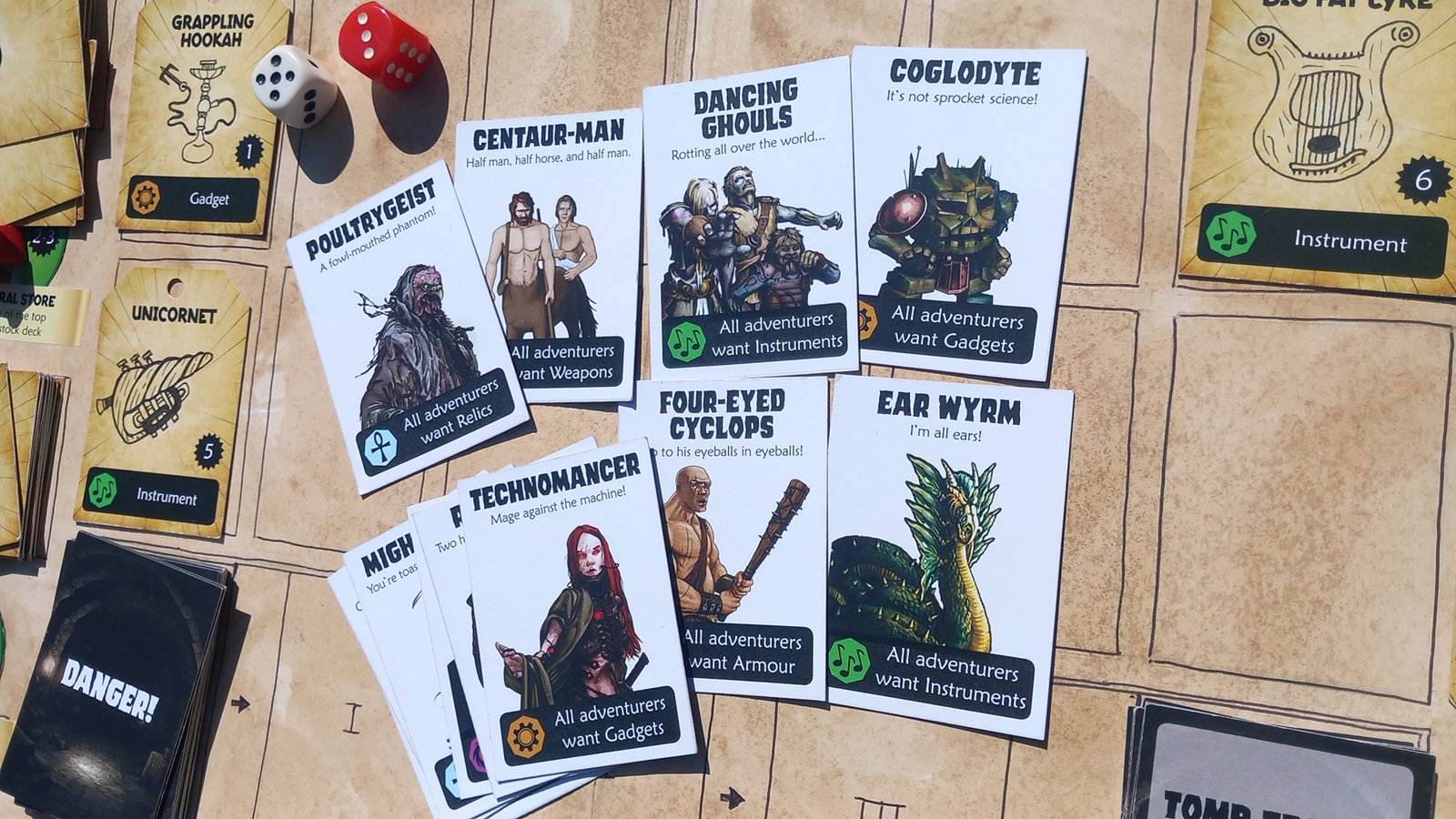Dungeon Shopkeeper prototype adventurer cards